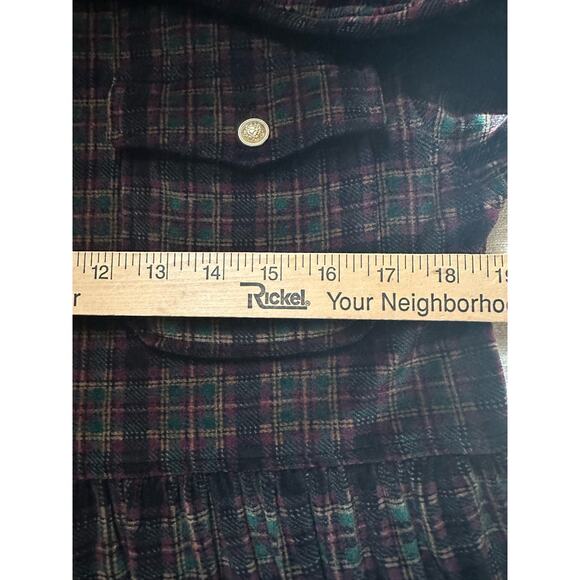 Jones New York M velvet maxi dress home gown Christmas checked black dark plaid - Picture 8 of 15